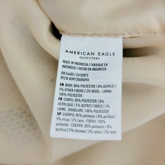 American Eagle Size Small Brushed Plaid Oversized Shacket Jacket Cream NWT $90 - Picture 16 of 16